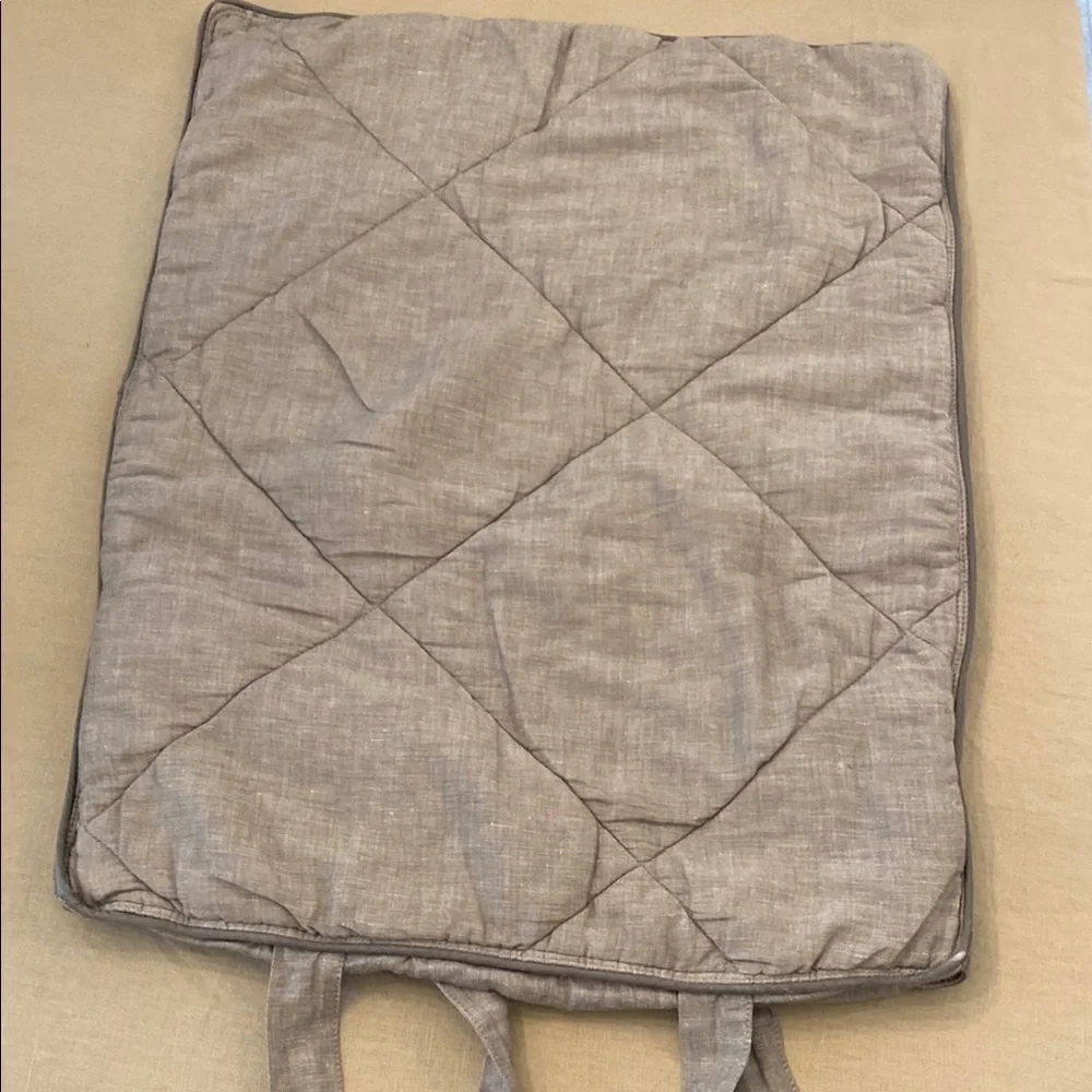 Set of Two Standard Pottery Barn Quilted Linen, Silk and Cotton Blend Shams